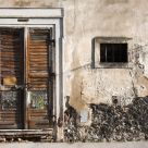 Old doors at sunset
