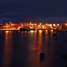 Nighttime harbour view