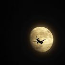 Jetliner Silhouette at Moonrise