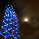 The Stord Door monument in moonlight.