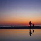walking at sunset