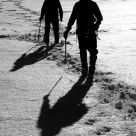 Two climbers descending from Palon de la Mare