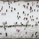 School playground, first snow