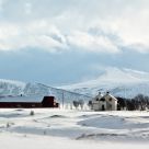 Houses & snowy mountains