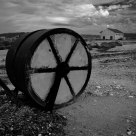 Retired wheel and building