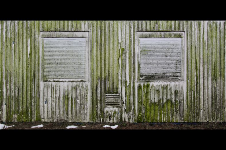 weathered container facade