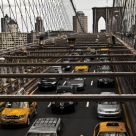 Yellow Taxis on Brooklyn Bridge