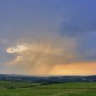 Rainfall in the sunset light