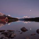 Moon Rise at Maligne Lake
