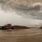 Barges in a hurry to escape from the impending storm