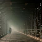 misty morning on a bridge