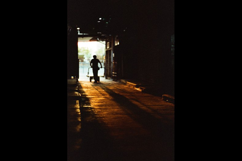 Fruit Market worker during sunset
