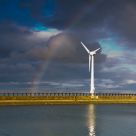 Rainbow over the wind turbine