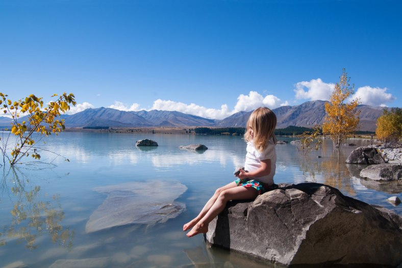 Little girl at Lake Tekapo