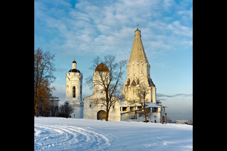 Moscow park when sun goes down.