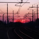 On the railway of the sunset