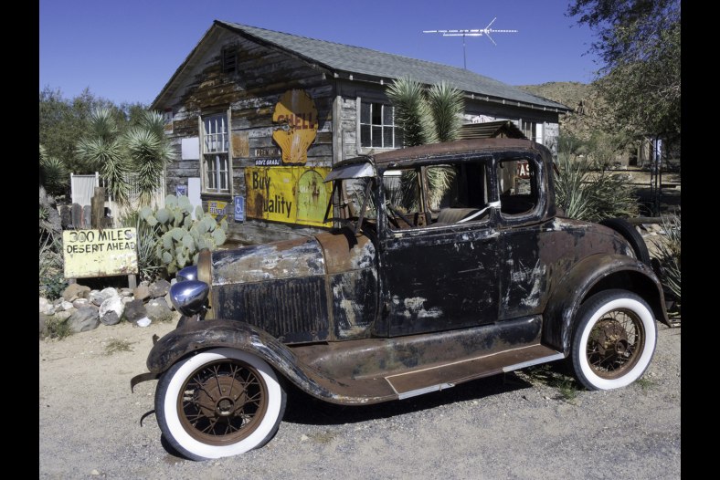 Vintage car on old Route 66 in Arizona