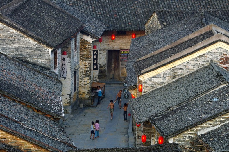 Village at dusk