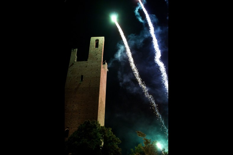 Main tower with fireworks