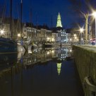 Old inner city harbour by night