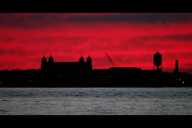 Ellis Island, at twilight...