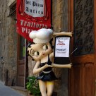 Ancient Tuscan Restaurant and modern waitress