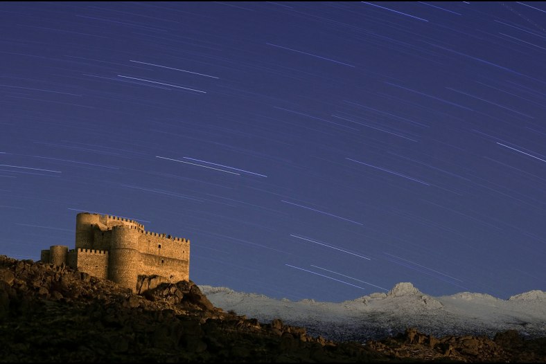 Star trails in the mountain