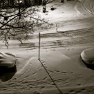 A snowy night.