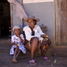 Mother and daughter in white