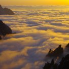 Huangshan Mountain and seas of clouds at dusk
