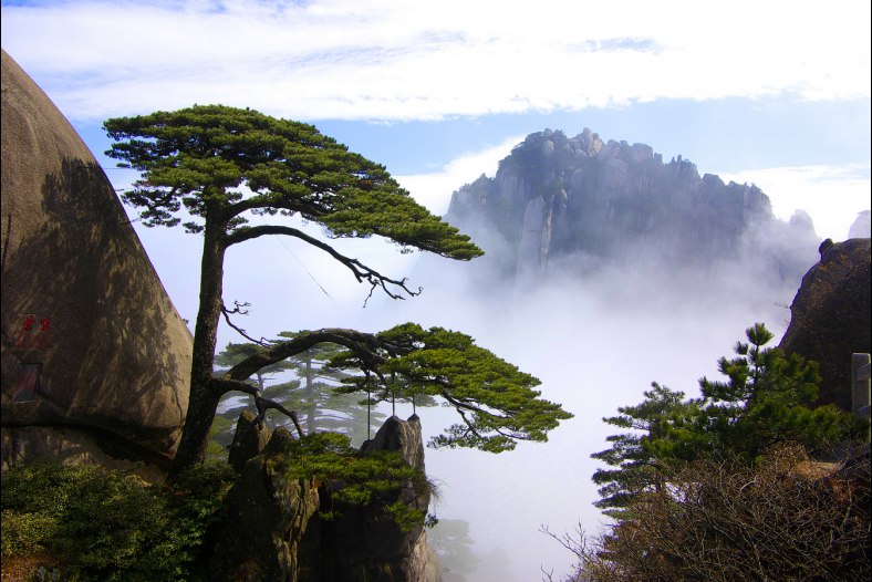 Mountain in fog