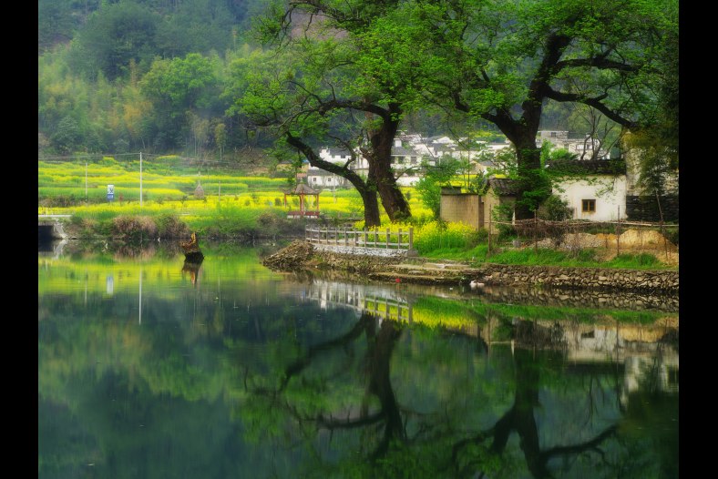 Village at dusk