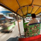 Zipping through the streets of Bangkok.