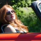 Model in car