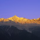 the morning of the summit of a snow moutain