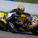 Motorbike #144 in high-speed turn