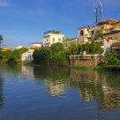 Beautiful inverted image of village  in afternoon