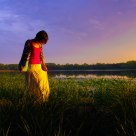 woman in the setting sun