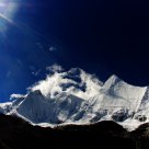 Snow mountain on the sunshine