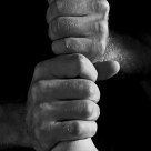The hands of a baseball player