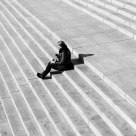 alone on the stairs