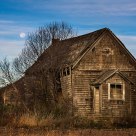 Moon Set Over Crumbling School House