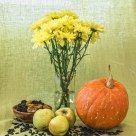 Fruitpiece with a pumpkin, made hastily