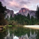 Half Dome Reflection At Sunset