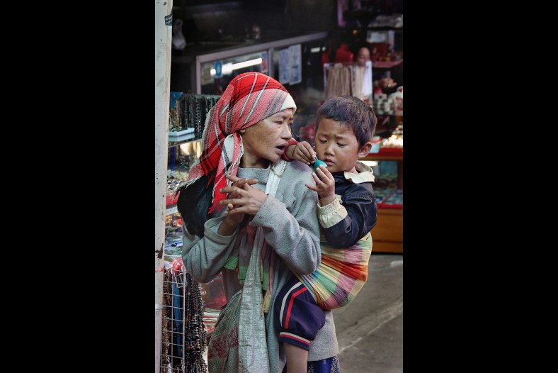 Laos lady and her son...