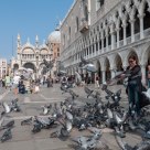 Feeding the pigeons in Piazzetta di San Marco