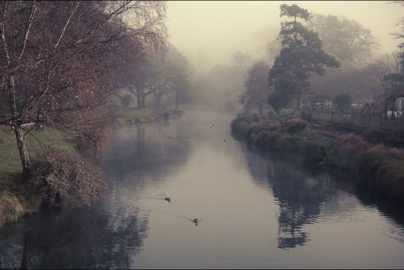 Misty morning on the Avon River, Christchurch, New Zealand