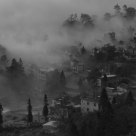 village in fog