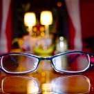 Reading glasses on kitchen table