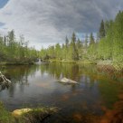 Crystal clear water in the river Ylimmainen Suoltijoki